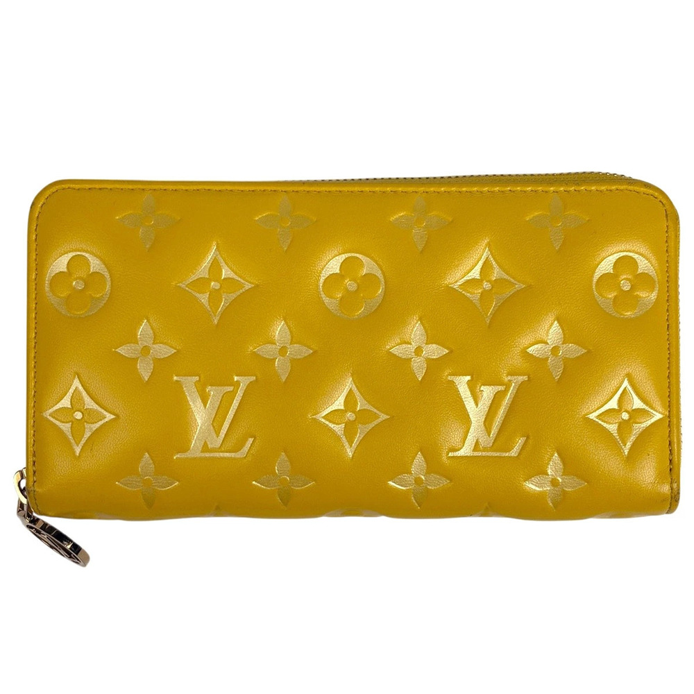 Louis Vuitton Zippy Wallet Coussin Monogram Embossed Long Leather Ginkgo Yellow